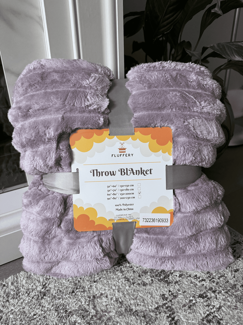 Ultra-Soft Ribbed Fleece Throw Blanket – Lavender Pink, 60x80