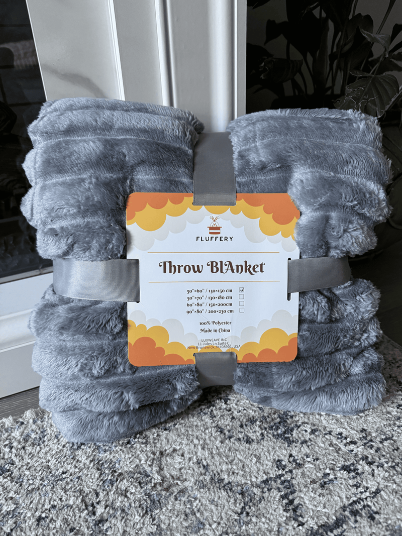 Ultra-Soft Ribbed Fleece Throw Blanket – Iceberg Blue, 60x80